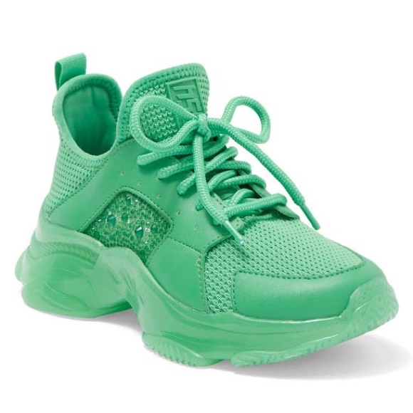 NEW Steve Madden Women's Maxima Rhinestone-trim Trainer Sneakers In Green Multi - Picture 6 of 7